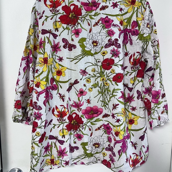 Talbots Floral Print Blouse - Pink, Yellow, Green - Picture 4 of 8